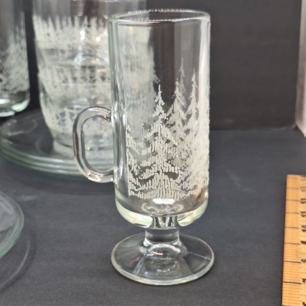Libbey Frosty Pines Glass Bowls and plates Place Set of 4 Irish coffee mug 12pc - Picture 9 of 12